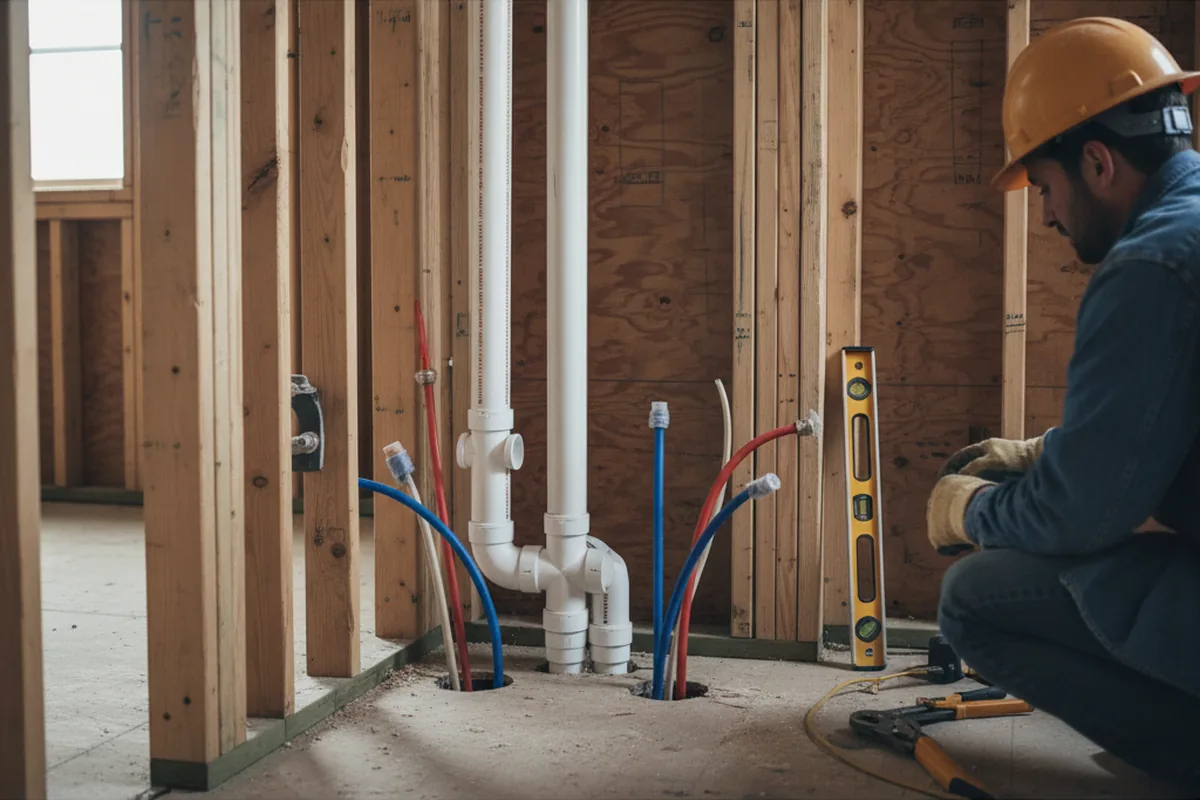Drain and supply rough-in during Leak Detection in Dolgeville